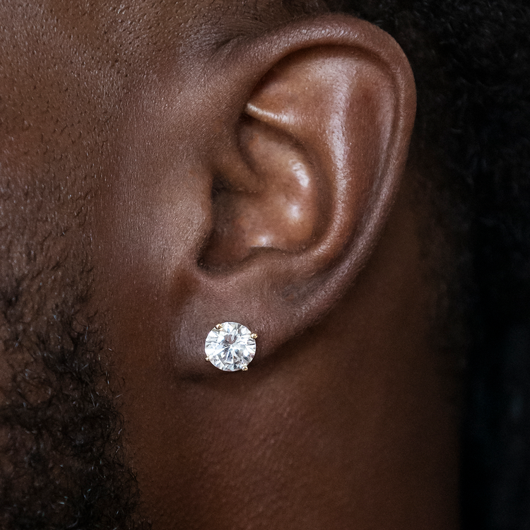 8mm Round Cut Diamond Stud Earrings in Yellow Gold – The GLD 8mm Round Cut Diamond Stud Earrings in Yellow Gold – The GLD